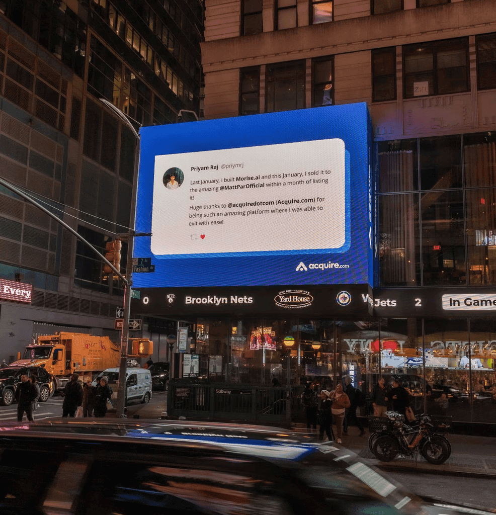 The acquisition announced on a billboard