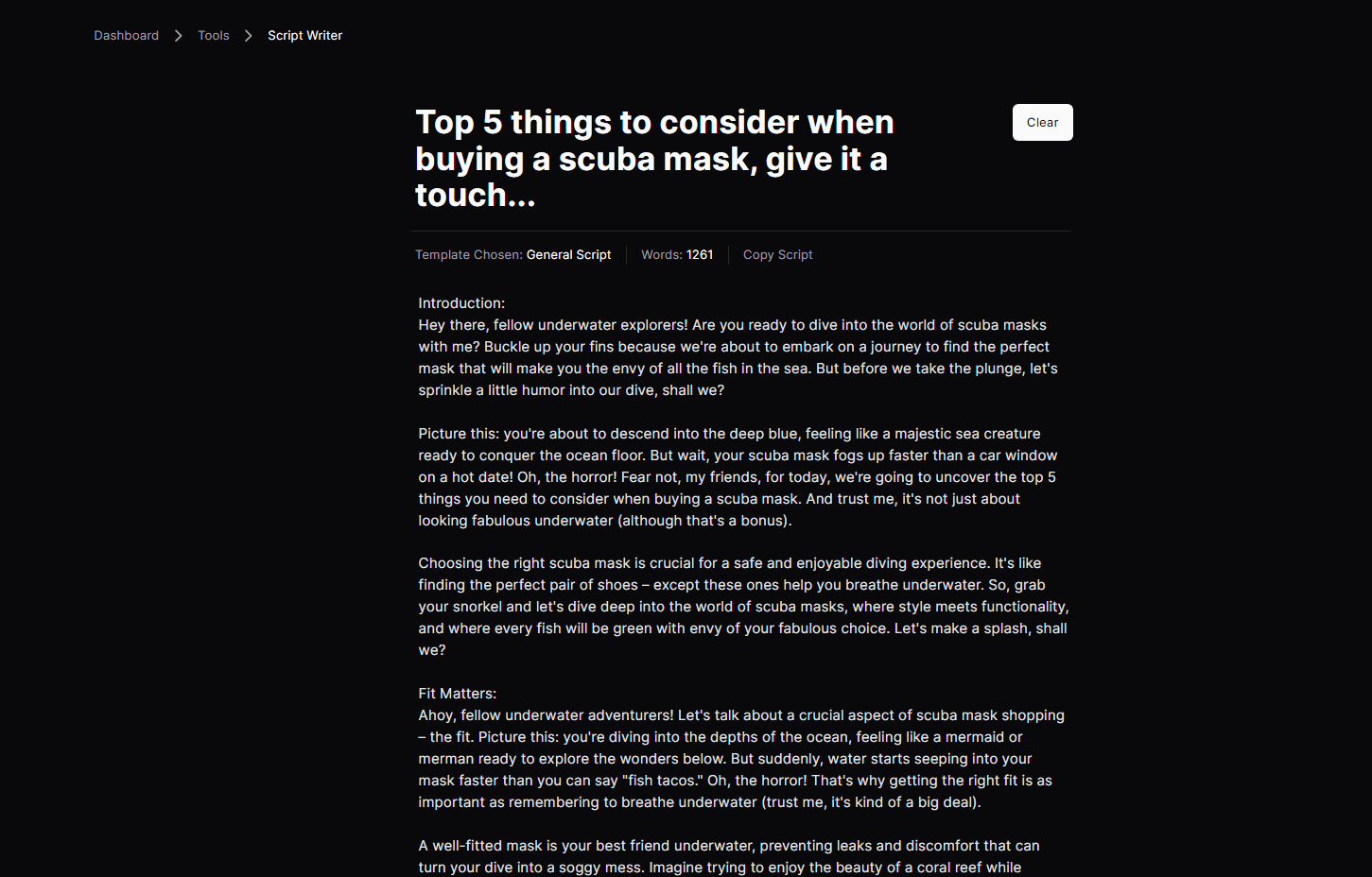 TubeMagic AI Script Writer